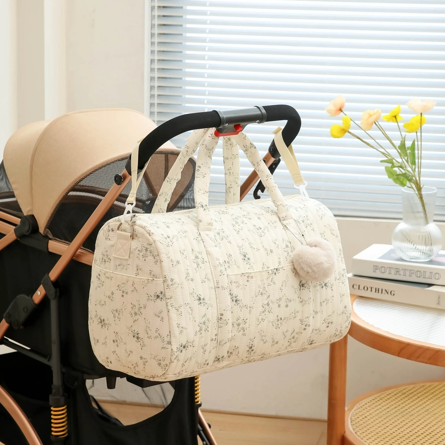 Baby Clothing Bag - Borduren Bloemen Mama Tas Grote Capaciteit