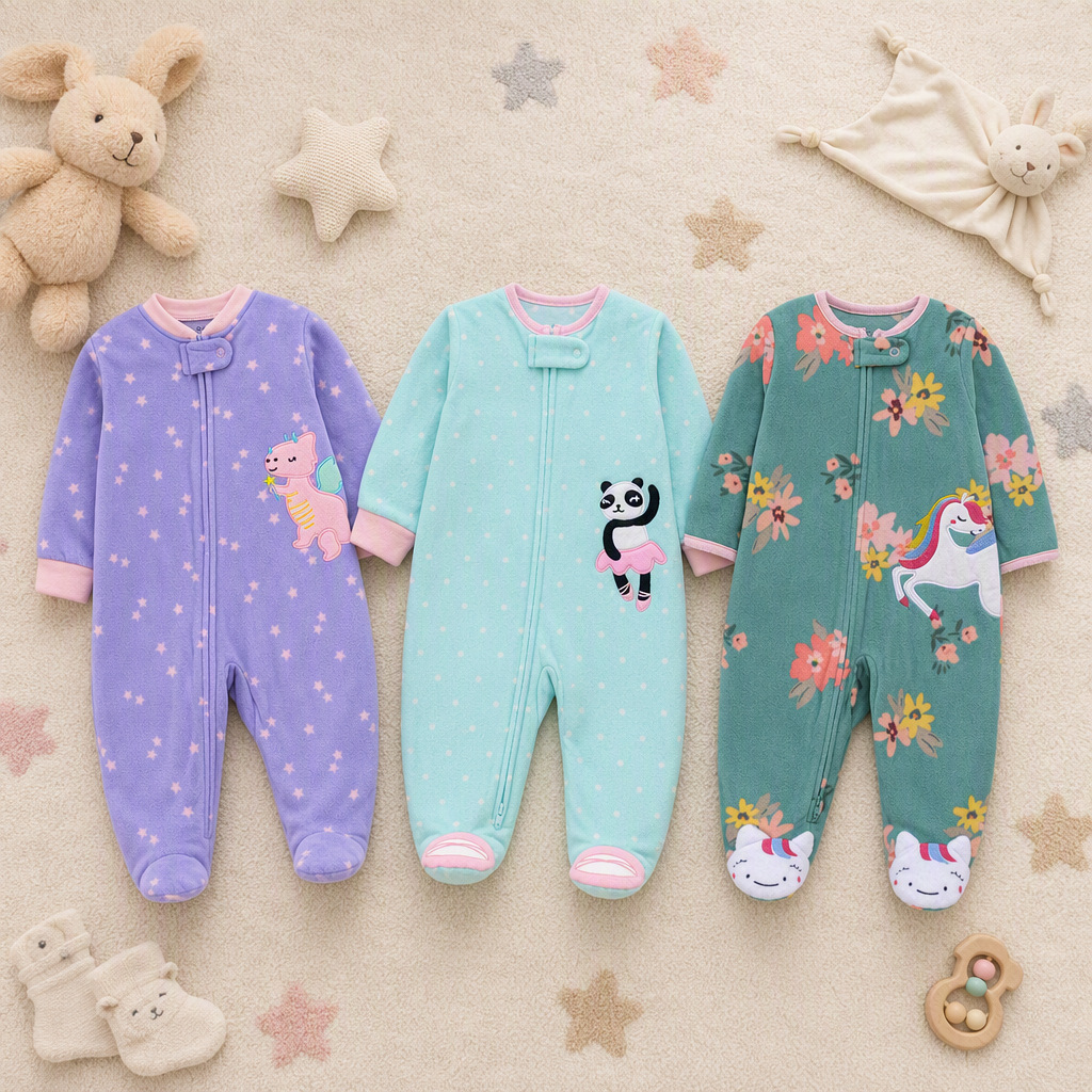 Baby Clothing Zip - Baby meisjes romper van polar fleece