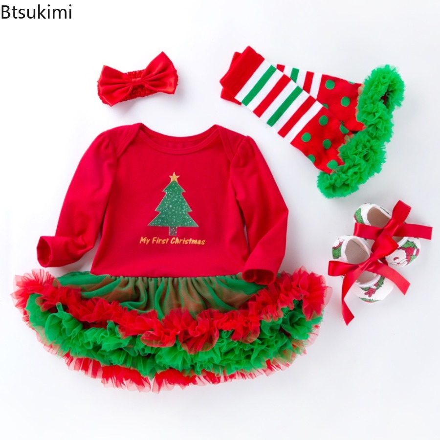 Baby X Clothing - Kerst babykleding pasgeboren kledingset sneeuwbloemenprint rompertjes